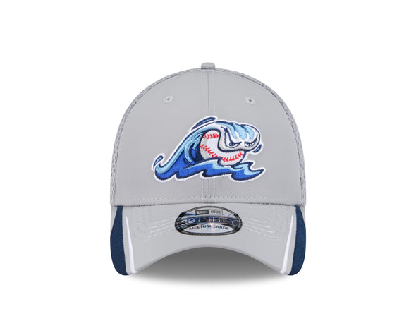 West Michigan Whitecaps New Era Linear Grey Stretch-Fit 39THIRTY Cap