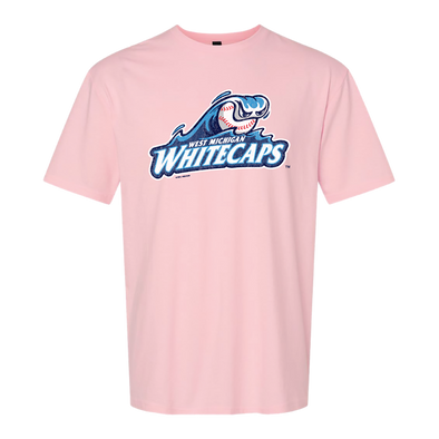 West Michigan Whitecaps Primary Distressed Logo Pink Softstyle Tee