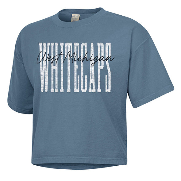 West Michigan Whitecaps Ladies ComfortWash Boxy Crop Saltwater Tee