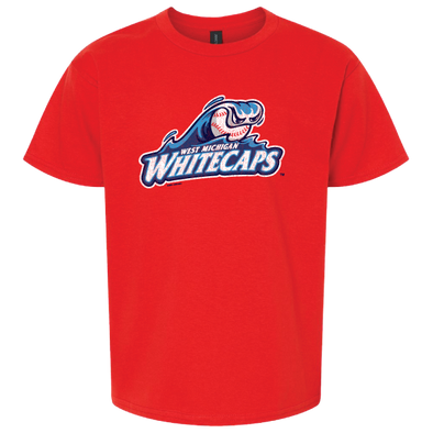 West Michigan Whitecaps Youth Primary Distressed Red Tee