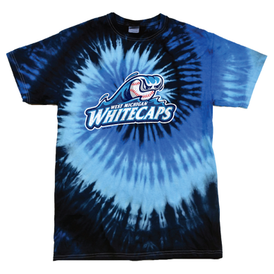 West Michigan Whitecaps Youth Primary Distressed Blue Ocean Tie-Dye Tee