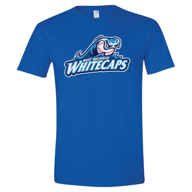West Michigan Whitecaps Primary Distressed Logo Royal Softstyle Tee