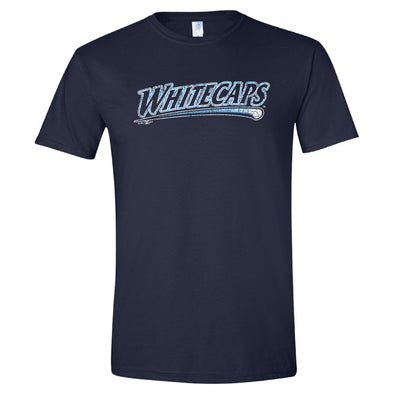 West Michigan Whitecaps Distressed Script Navy Softstyle Tee