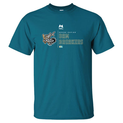 Grand Rapids Dam Breakers Fish/Text Blue T-Shirt
