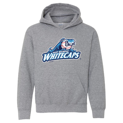 West Michigan Whitecaps Youth Distressed Primary Logo Graphite Hoodie
