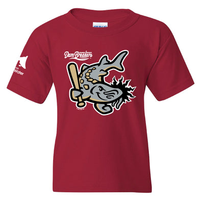 Grand Rapids Dam Breakers Youth Fish Logo Cardinal T-Shirt