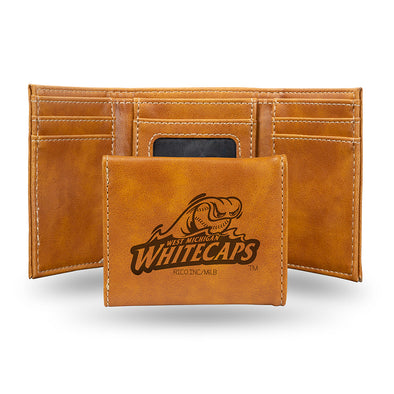 West Michigan Whitecaps Laser Engraved Trifold Wallet - SPECIAL ORDER